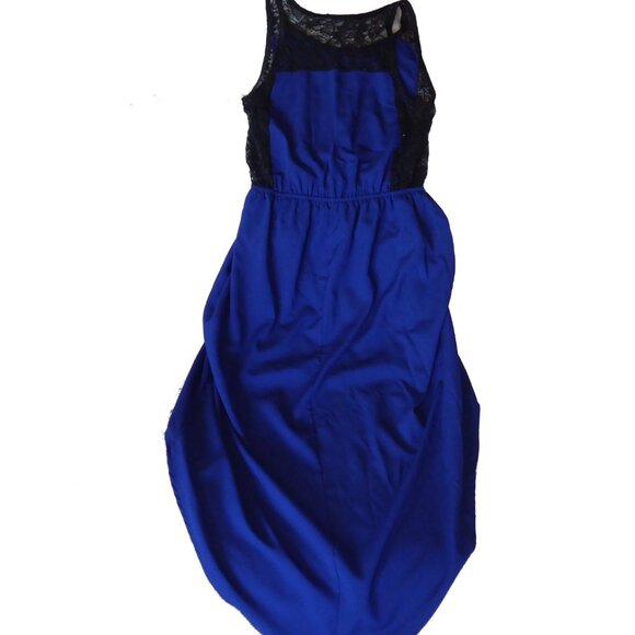 Royal Blue Black Lace HiLow Dress by Soprano, Size Medium - Picture 2 of 5